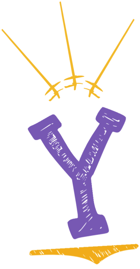 YEL Fencing Club logo. A "Y" with fencing foils bursting out of the top.