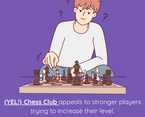 A cartoon of a young chess player considering the proper chess move.