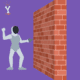 A fencer hitting a wall with her weapon. She can't break through the wall.